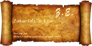 Zakariás Eta névjegykártya